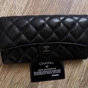 Chanel caviar quilted large wallet